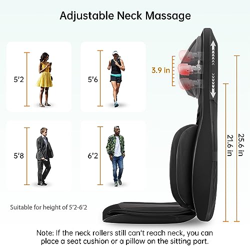 Snailax Neck and Back Massager with Heat, Full Body Massage Chair Pad with Compression, Shiatsu Kneading Seat Portable, Seat Massager