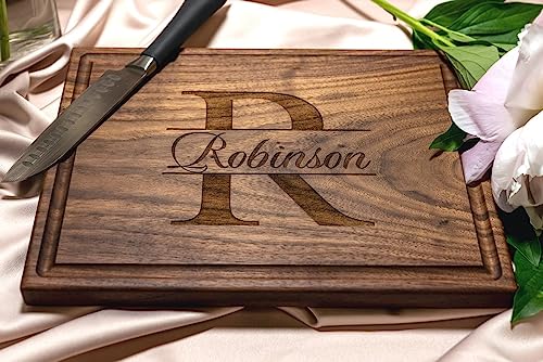 Personalized Cutting Board, Custom Wedding, Anniversary or Housewarming Gift Idea, Wood Engraved Charcuterie, for Friends and Family, Monogram Initial Design 004