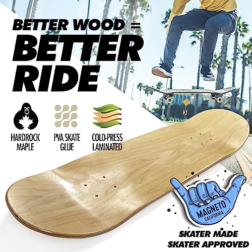 Magneto Complete Skateboard | Maple Wood | ABEC 5 Bearings | Double Kick Concave Deck | Kids Skateboard Cruiser Skateboard | Skateboards for Beginners, Teens & Adults (Free Stickers Included)