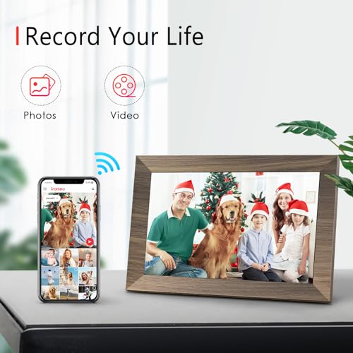 Canupdog 10.1 WiFi Digital Picture Frame, IPS Touch Screen Smart Cloud Digital Photo Frame with 16GB Storage, Wall Mountable, Auto-Rotate, Share Photos via Frameo App