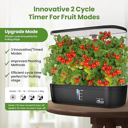 Indoor Garden Hydroponics Growing System 12 Pods, Indoor Herb Garden with LED Grow Light, Adjustable Height Up to 12inch, Hydroponics for Family