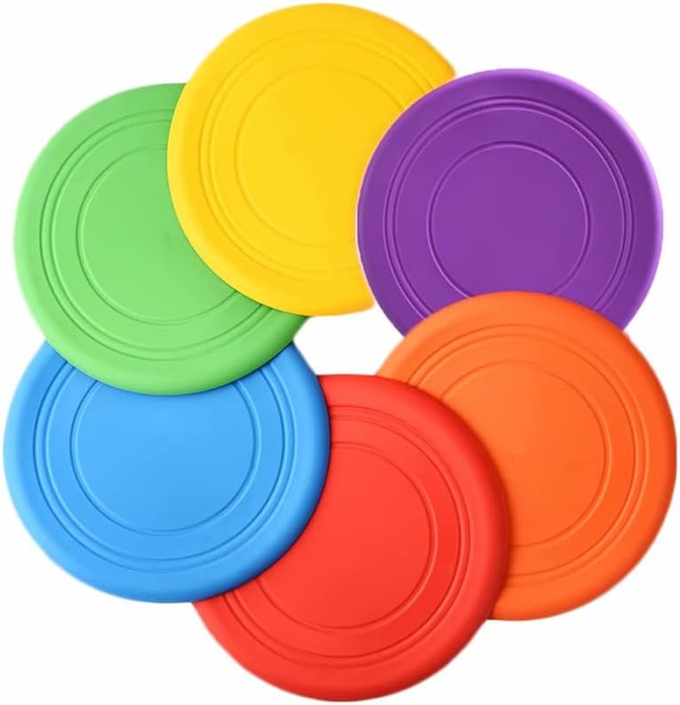 Kids Flying Disc Toy Outdoor Playing Lawn Game Disk Flyer for Kindergarten Teaching Soft Silicone Colorful 6 Pack Bulk Set…