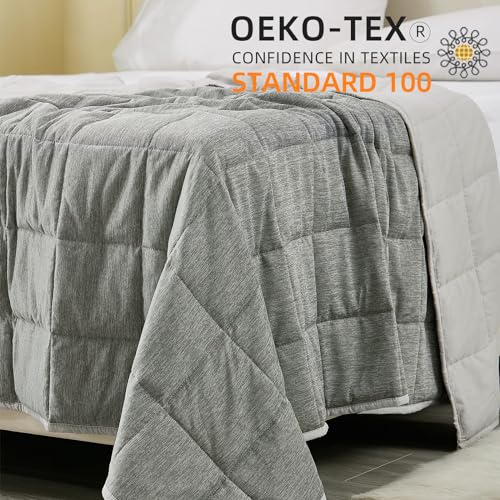 CODUM Weighted Blanket Twin Size 15bls, Cooling Blanket for Adult Hot Sleepers, Soft Bed Blanket Universal to All Seasons, 48''x72'' 15 LBS, Grey