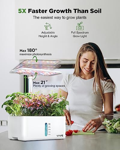 Hydroponics Growing System Indoor Garden: 8 Pods Herb Garden Kit Indoor with LED Grow Light Quiet Smart Water Pump Automatic Timer Healthy Fresh Herbs Vegetables - Hydroponic Planter for Home Kitchen