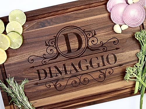 MODERN MADE DESIGNS Handmade Cutting Board, Personalized Bamboo, Walnut, Cherry or Maple Wood Engraved Boards USA Made, Customizable for Weddings, Anniversary, Housewarming, Kitchen Decor, Gift Idea