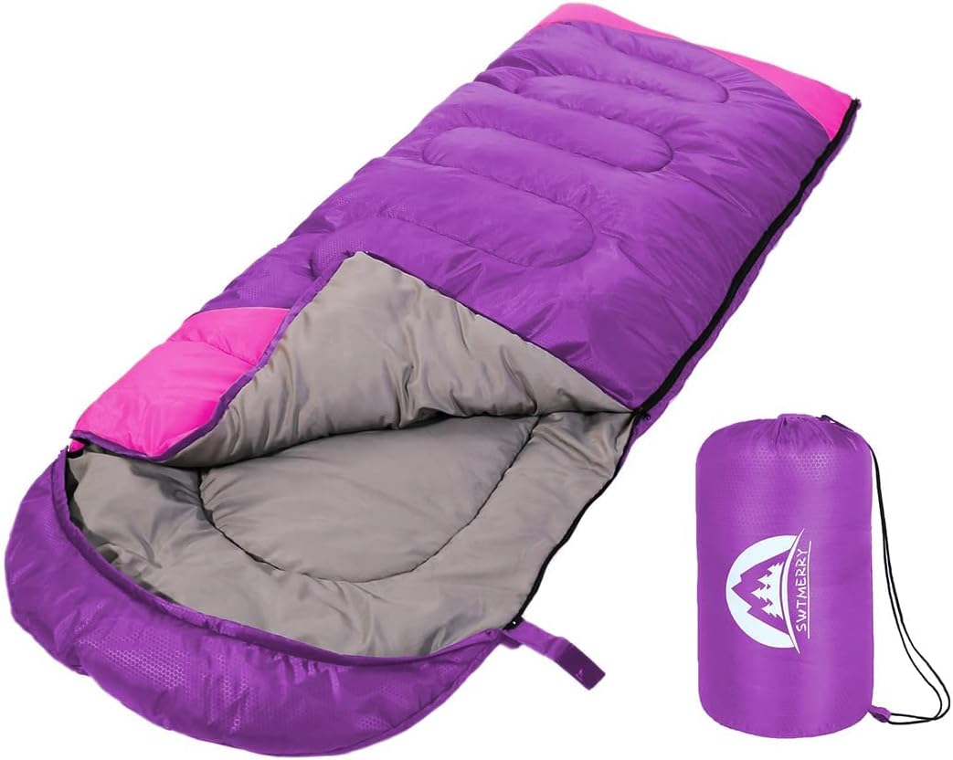 SWTMERRY Sleeping Bag 3 Seasons (Summer, Spring, Fall) Warm & Cool Weather - Lightweight,Waterproof Indoor & Outdoor Use for Kids, Teens & Adults for Hiking and Camping