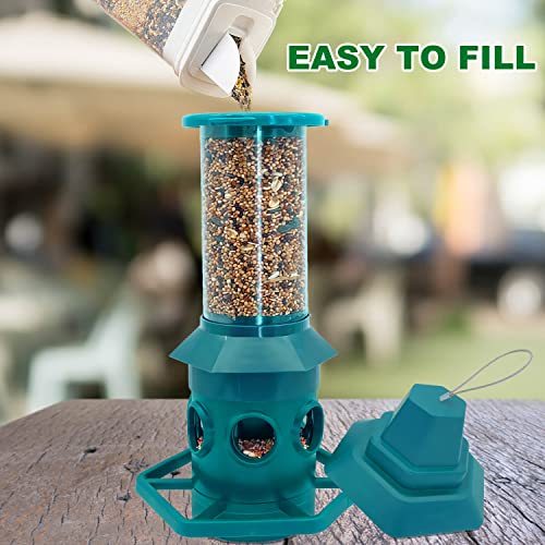 Bird Feeder Squirrel Proof Bird Feeder,Bird Feeders for Outdoors Hanging Gravity Protection Squirrel Proof Wild Bird Feeders for Outside,Green