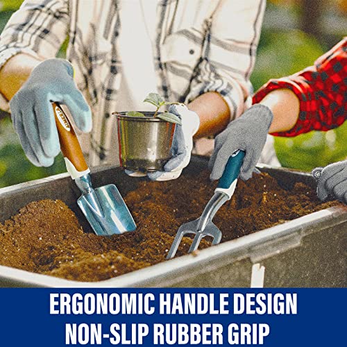 Aimerla Gardening Tools Set of 9 Heavy Duty Garden Tools with Non-Slip Rubber Grip with Large Garden bag for Tools Durable Hand Tools for Gardening, Weeding,Gardening gifts for women,men