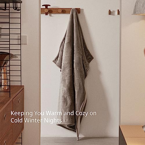 GOTCOZY Heated Blanket Electric Throw 50''X60''- Soft Silky Plush Electric Blanket with 4 Heating Level & 3 Hour Auto Off Heating Blanket, ETL Certified Machine Washable (Grey)