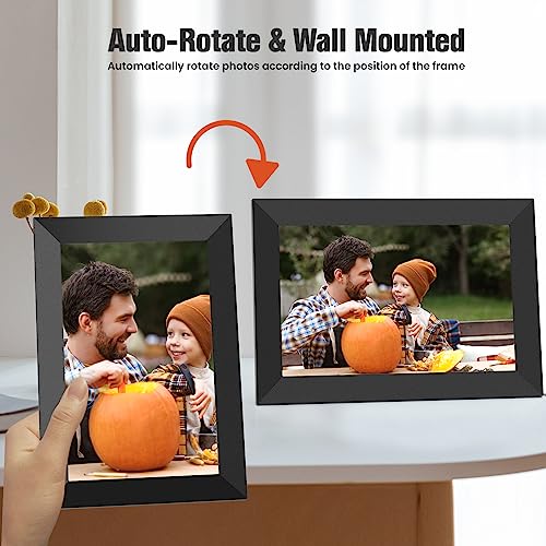 BIGASUO 10.1 Inch WiFi Digital Picture Frame, IPS HD Touch Screen Cloud Smart Photo Frames with Built-in 32GB Memory, Wall Mountable, Auto-Rotate, Share Photos Instantly from Anywhere