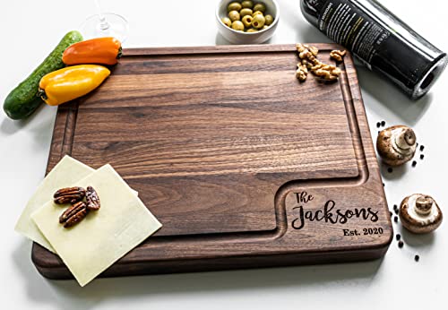 Personalized Cutting Board 100% USA Made - Custom Cutting Boards Wood Engraved Custom Cutting Board/Thick & Solid Maple, Cherry and Walnut Hardwood - Personalized Cutting Boards Wood Engraved