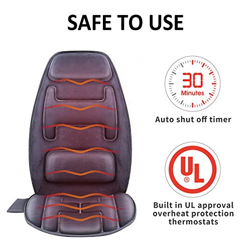 Snailax Massage Seat Cushion with Heat - Extra Memory Foam Support Pad in Neck and Lumbar,10 Vibration Massage Motors, 2 Heat Levels, Back Massager Chair Pad for Back