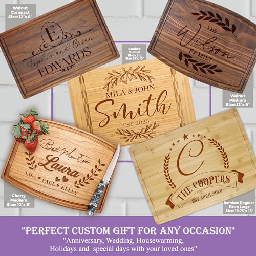 Tayfus Personalized Cutting Board, Engraved Wood Cutting Boards - Customized Gifts of Charcuterie Boards, Handmade Personalized Gifts, Christmas - Wedding Gifts, Couple Gifts & Housewarming Gift Ideas