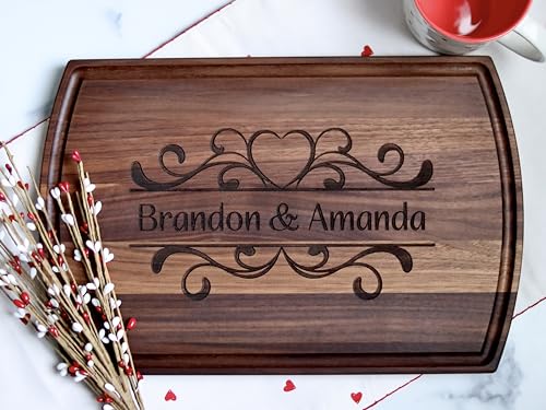 MODERN MADE DESIGNS Handmade Cutting Board, Personalized Bamboo, Walnut, Cherry or Maple Wood Engraved Boards USA Made, Customizable for Weddings, Anniversary, Housewarming, Kitchen Decor, Gift Idea