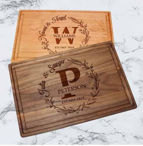 Silverhill Design Customized Love: Personalized Engraved Wood Cutting Boards for Couples - Ideal Gift for Weddings, Anniversaries, Housewarming and Real Estate Closing