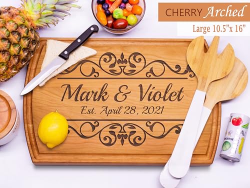 Personalized Wooden Cutting Board Crafted in USA – Best Serves as Cheese Board, Cutting Board, Chopping Board, Charcuterie Board – Unique Personalized Wood Gift for Wedding, Housewarming, Anniversary