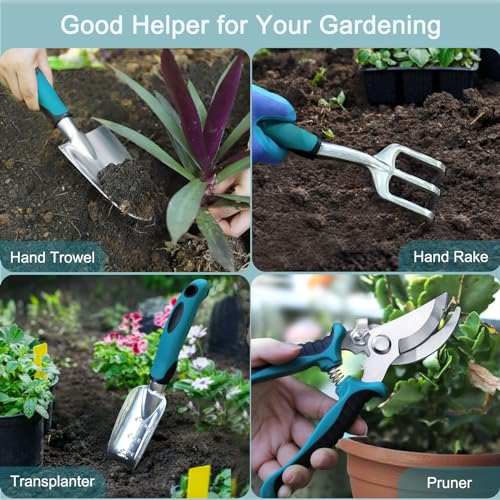 Kynup Garden Tools 7-Piece, Gardening Hand Tools, Gardening Tools Set with Rust-Proof,Stainless Steel, Aluminum Alloy Material, Gardening Supplies Set Ideal Gardening Gift