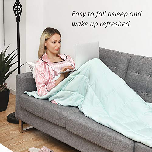 Giantex Cooling Weighted Blanket for Adults 15lbs |48"x 72" | Twin Size, Luxury Cooling Silk Sewed in Cotton Fabric-Soft to Touch & Nano-Glass Beads, Premium Heavy Blankets for Quality Sleep