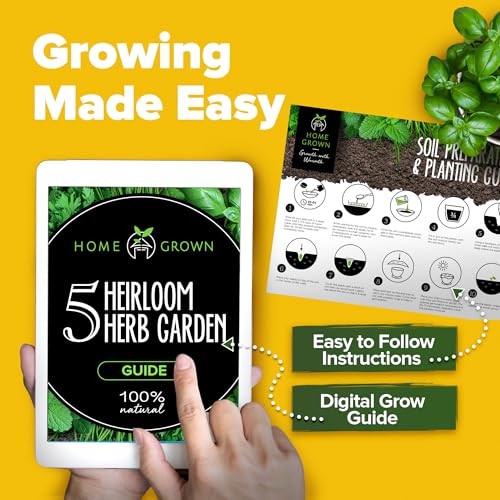 HOME GROWN Indoor Herb Garden Starter Kit - Christmas Gift for Gardeners - Complete 5 Herb Plant Grow Kit - Unique Gift for Mom, Women, Her, Men