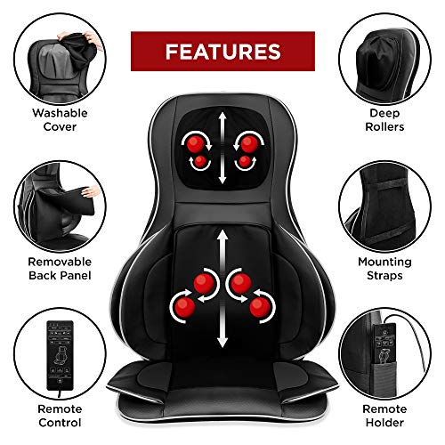 Best Choice Products Air Compression Shiatsu Neck Back Massager Seat Chair Pad Massage Cushion, 2D/3D Kneading with Heat, Rolling & Spot Massage - for Full Body Pain Relief