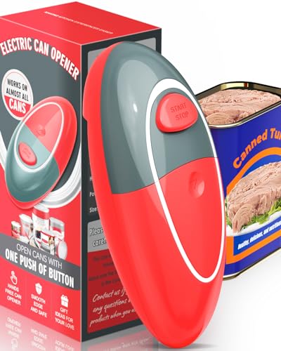 One Touch Battery Operated Electric Can Opener Fits All Size Can With Smooth Edge, Hands Free Electric Can Openers for Kitchen, Kitchen Gadgets Electric Can Opener for Seniors, Arthritis, and Chef