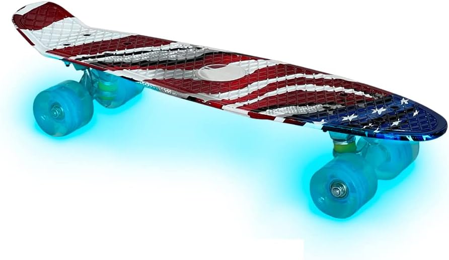 Skateboards Complete 22 Inch, Plastic Mini Cruiser Retro Skateboard for Kids Boys Girls Teens Youths Adults and Beginners