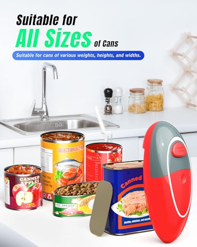 One Touch Battery Operated Electric Can Opener Fits All Size Can With Smooth Edge, Hands Free Electric Can Openers for Kitchen, Kitchen Gadgets Electric Can Opener for Seniors, Arthritis, and Chef