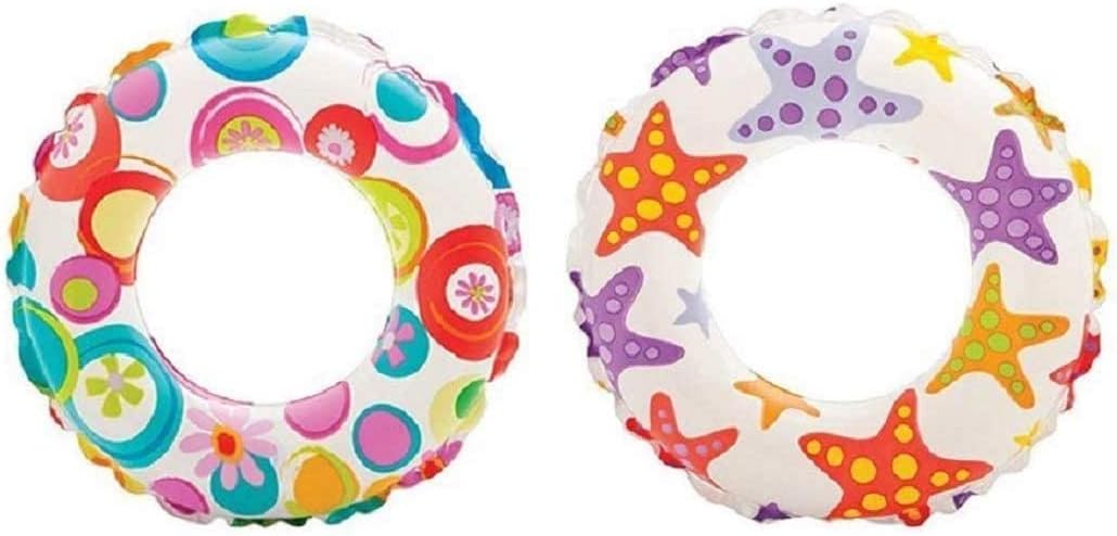 Intex - Recreation Lively Print Swim Ring, Summer Fun (Pack of 2 Assorted)