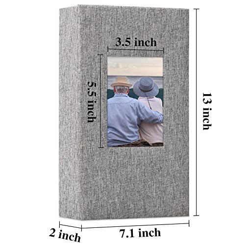 Vienrose Linen Photo Album 300 Pockets for 4x6 Photos Fabric Cover Photo Books Slip-in Picture Albums Wedding Baby Grey