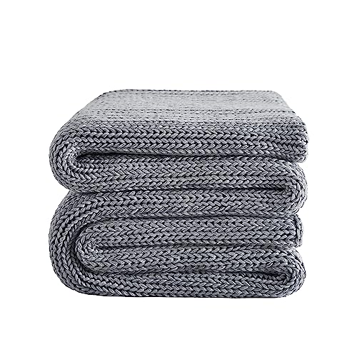 L'AGRATY Knitted Weighted Blanket - 60"x80" 15lbs Cooling Chunky Knit Heavy Blanket for Adults Braided Crochet Throw Thick Cable Yarn Knit Decorative Blanket No Beads Evenly Weighted Machine Washable