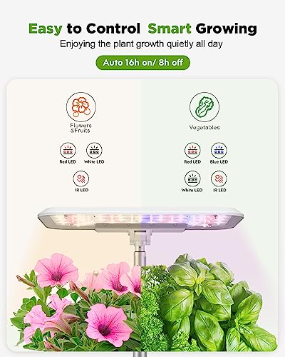 Hydroponics Growing System Indoor Garden: 8 Pods Herb Garden Kit Indoor with LED Grow Light Quiet Smart Water Pump Automatic Timer Healthy Fresh Herbs Vegetables - Hydroponic Planter for Home Kitchen