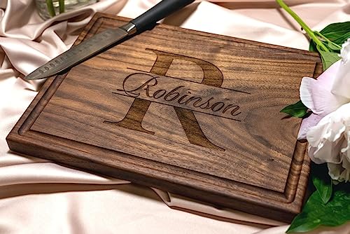 Personalized Cutting Board, Custom Wedding, Anniversary or Housewarming Gift Idea, Wood Engraved Charcuterie, for Friends and Family, Monogram Initial Design 004