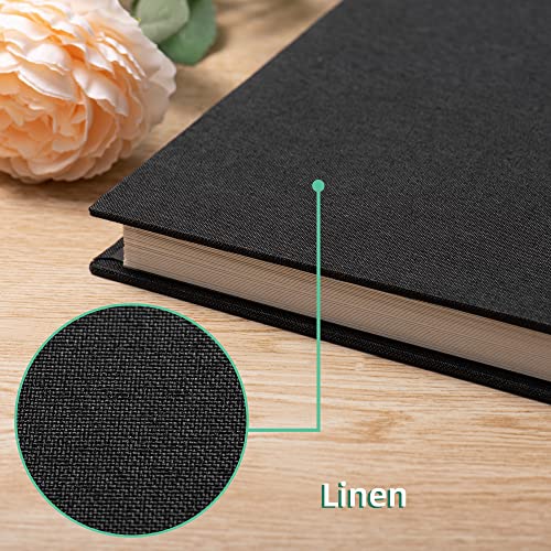 HenPisen Large Photo Album Self Adhesive Scrapbook Album for 4×6 5×7 8×10 Pictures DIY Magnetic Linen Cover Album 40 Pages for Family Wedding Gifts with Metal Pen and Plastic Board