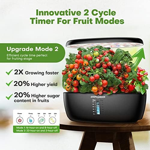 Indoor Garden Hydroponics Growing System: 12 Pods Plant Germination Kit Garden Kit Growth Lamp Countertop with LED Grow Light Hydrophonic Planter Grower Harvest Vegetable Lettuce