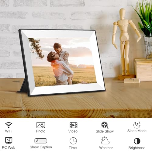 Digital Picture Frame,10.1Inch Digital Photo Frame Wifi smart Electronic Frame with 16GB 1280x800 IPS Touch Screen,Auto-Rotate,Easy to use Load from Phone Share Pohto/Video Best Wishes Gift for mom