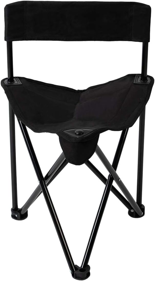 Lightweight Portable Tripod Camp Chair, Includes Carry Bag - polyester,steel,Black