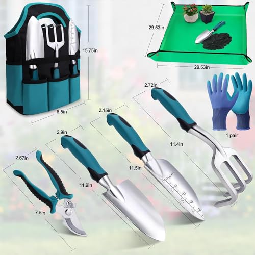 Kynup Garden Tools 7-Piece, Gardening Hand Tools, Gardening Tools Set with Rust-Proof,Stainless Steel, Aluminum Alloy Material, Gardening Supplies Set Ideal Gardening Gift