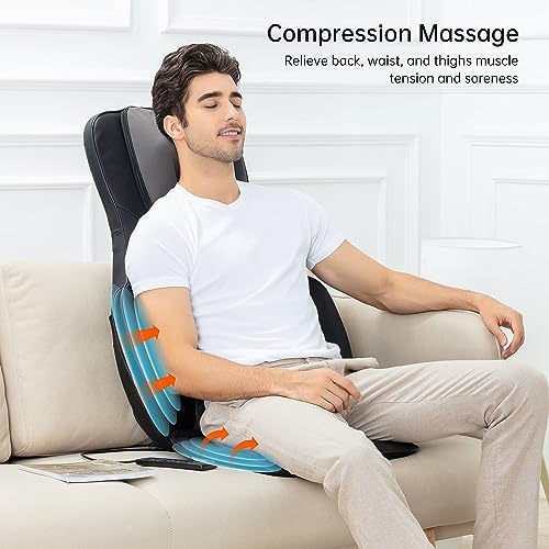 Snailax Neck and Back Massager with Heat, Full Body Massage Chair Pad with Compression, Shiatsu Kneading Seat Portable, Seat Massager