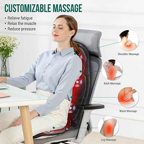 Snailax Vibration Back Massager with Heat, Massage Seat Cushion with 6 Vibrating Motors and 2 Heat Levels, Massage Chair Pad for Home Office use