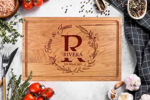 Silverhill Design Customized Love: Personalized Engraved Wood Cutting Boards for Couples - Ideal Gift for Weddings, Anniversaries, Housewarming and Real Estate Closing