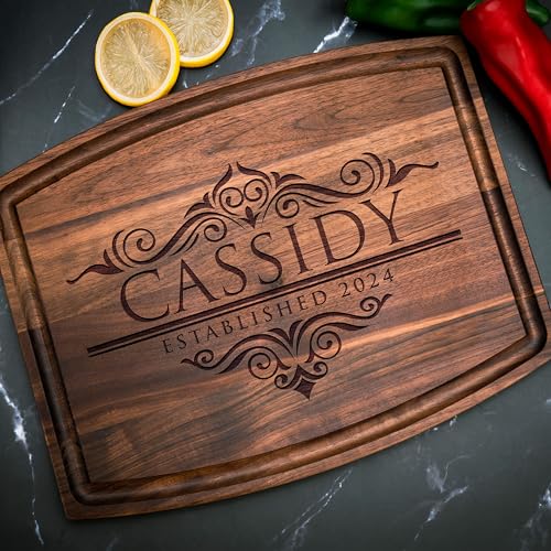 Personalized Cutting Board, 11 Designs, 5 Wood Styles - Housewarming Wedding Gifts for Couple,Personalized Gifts for Mom and Dad, Grandma , Engraved Kitchen Sign