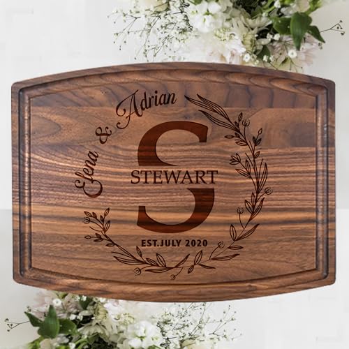 Silverhill Design Customized Love: Personalized Engraved Wood Cutting Boards for Couples - Ideal Gift for Weddings, Anniversaries, Housewarming and Real Estate Closing