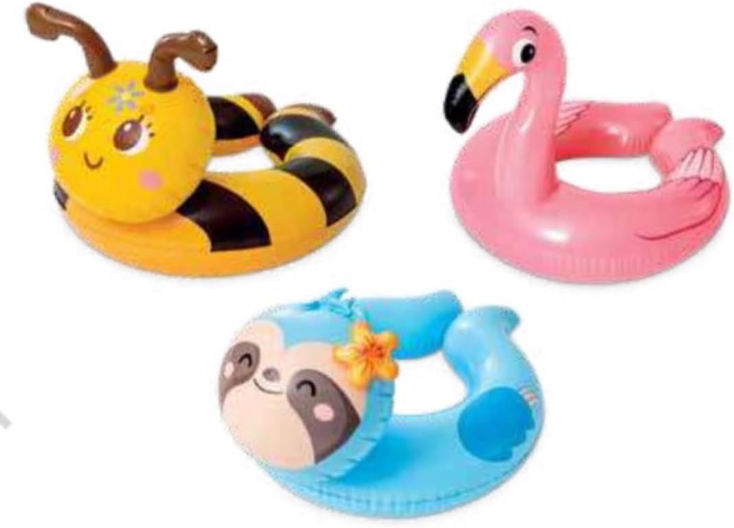 Intex, 43234-2327 3 Pack 59220EP - Animal Head Split Ring Pool Floats Bundle includes Frog, Duck, Penguin, Giraffe, Frog, Penguin