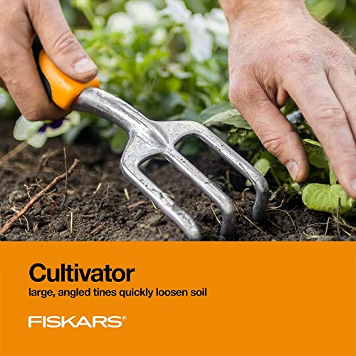 Fiskars 3-in-1 Garden Tool Set, Includes Trowel, Transplanter, and Cultivator for Outdoor Gardening, Ergonomic Yard Tool Kit