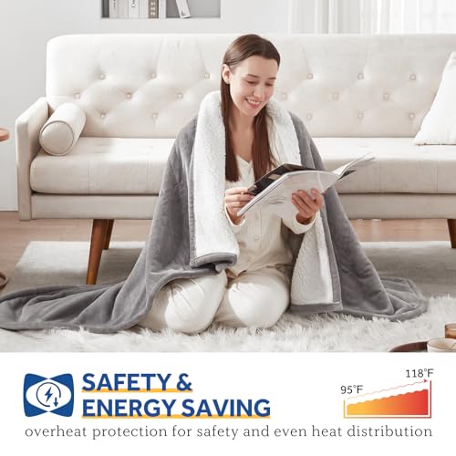 Gift idea SEALY Electric Throw Blanket 50x60 Inch Light Grey