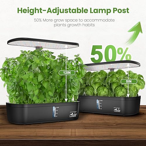 Indoor Garden Hydroponics Growing System 12 Pods, Indoor Herb Garden with LED Grow Light, Adjustable Height Up to 12inch, Hydroponics for Family