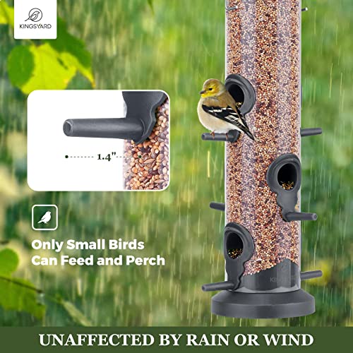 Kingsyard 2 Pack Tube Feeders with 6 Feeding Ports for Outdoors Hanging, Premium Hard Plastic Weatherproof & Steel Hanger, Attracting for Wild Birds (Black)