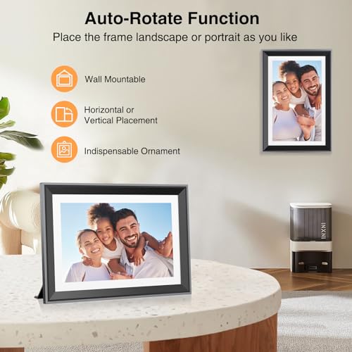 WiFi Digital Picture Frame 10 Inch Smart Digital Photo Frame Electronic with IPS Touch Screen, 16GB Storage, Auto-Rotate, Slideshow, Easy Setup to Share Photos or Videos via Free App from Anywhere