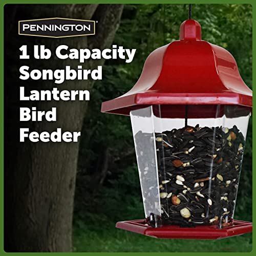 Pennington Songbird Lantern Bird Feeder, Red, 8 inches high 6 inches wide at top, (100511311)