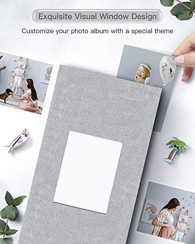 Popotop Photo Album 4x6-300 Photos Linen Cover Photo Books with 300 Horizontal Pockets,Slip-in Picture Albums for Family Wedding Anniversary Baby Vacation Pictures Gray